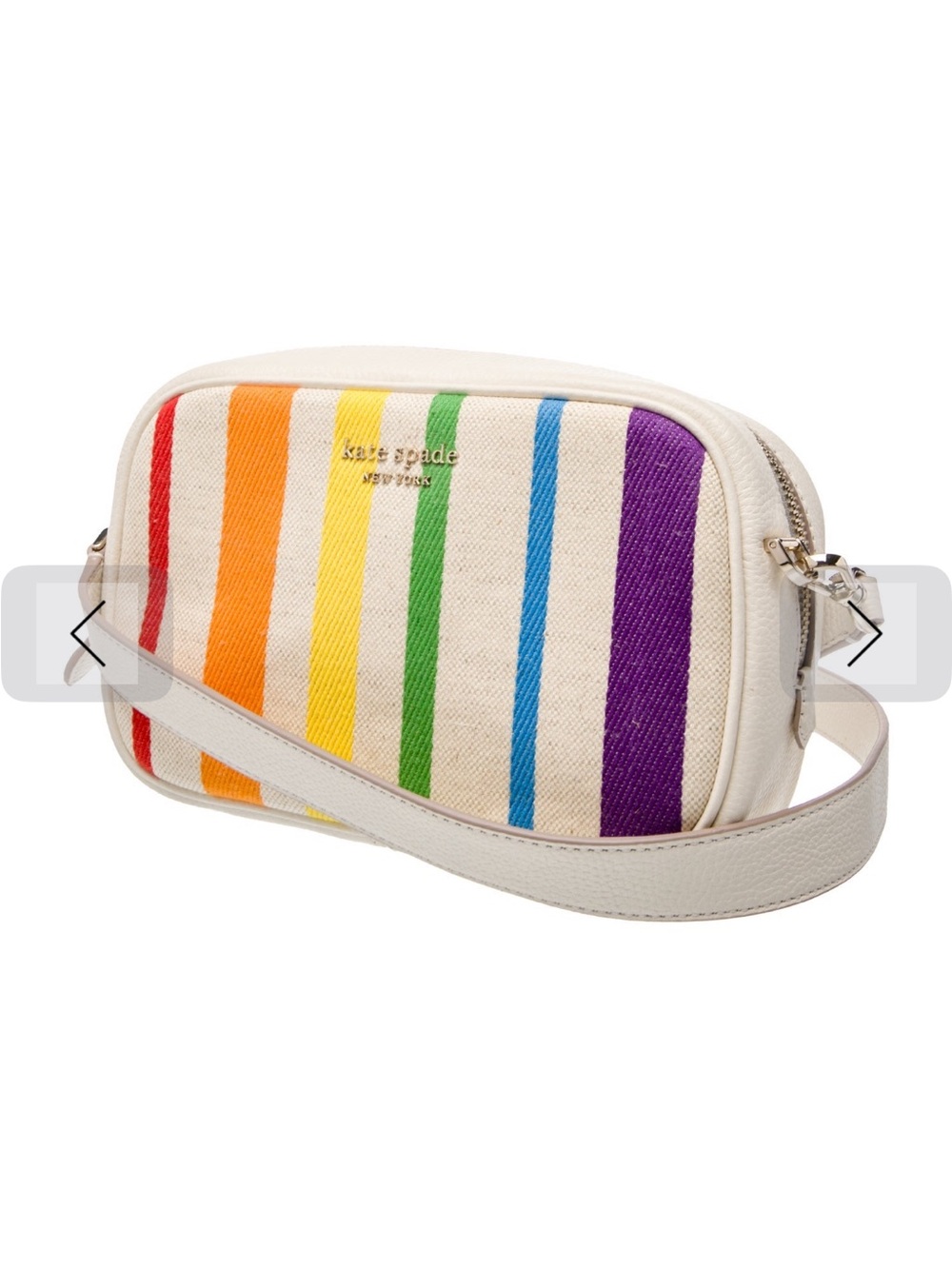 Kate Spade Leather Cream Rainbow Stripe Crossbody Bag - Picture 2 of 5